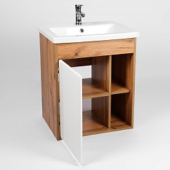 Viant Мебель для ванной Бостон 50 подвесная белая/дуб вотан – фотография-5